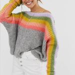 Free People See The Rainbow Wool Alpaca Eyelash Oversized Sweater Size Small Photo 1