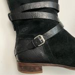 UGG Boots Deanna Suede Leather Burnished  Buckles Straps Sheepskin Footbed Black Photo 7