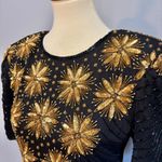 Vintage Jennifer Black & Gold Beaded Cocktail Dress, size small Photo 1