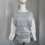 Women’s Gray crewneck knit top with accent sleeves size small Photo 1