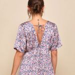 Lulus Blush Pink Floral Print Satin Babydoll Dress Size M Photo 2