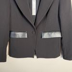 Drew NWT Midas Faux Leather Elbow Patch Blazer Jacket Women's Small Black Career Photo 6