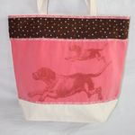 Big Canvas Tote Running Dog Beach Bag Coral and Brown on Tan NEW Photo 10