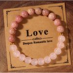 Rhodonite & Rose Quartz Couples Bracelets –‎ Love Energy Crystal Set 2 pcs Photo 4