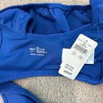 Aerie NWT  Shine Rib Cropped Bikini Top Blue Ruched Scoop Back Swim Beach Size S Photo 4