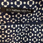 Talbots  New Chatham Stretch Ankle Pants Geo Flower Navy Blue Size 16 Photo 3