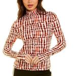 St. John Red Tie Dye Nuda Long Sleeve Mock Neck Top Women’s XS Photo 0