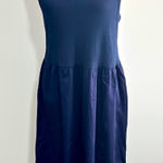 Madison & Berkeley Size M Navy Blue Midi Tank Dress Neutral Layering Minimalist Photo 0