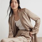 Madewell  Satin Oversized Blazer Matchstick Beige Mid Length 2 Photo 0