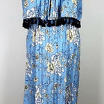 Boohoo Blue Yellow Floral Maxi Dress Size 8 Photo 0