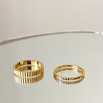 Thin Band Ring, Ribbed Band Ring, Gold Band Ring, Stacking Gold Ring Photo 1