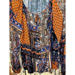 Karen Kane  boho blouse, size medium, orange blue Photo 3