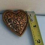 Older Style Copper Heart Brooch With Unique Patterns Orange Photo 5