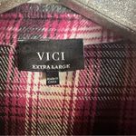 VICI  Purple Black Plaid Cropped Fringe Flannel Shacket Photo 4