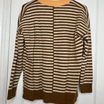 Madewell  Peach / Brown Striped Long Sleeve Sweater Size Medium Photo 6