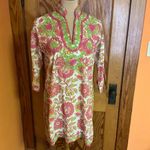 Gretchen Scott bright pink n green embroidered tunic Size M Photo 5