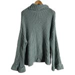 525 America  Blue Wide Sleeve Chunky Knit Turtleneck Sweater Size Large Photo 10