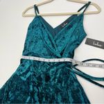 Lulus Cabaret Forest Green Velvet Wrap Mini Dress Womens Size Small Event NEW Photo 6