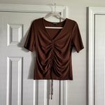 H&M Chocolate Brown Ruched Shirt Photo 2
