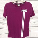 PINK - Victoria's Secret VS Pink Logo Striped Short Sleeved Tee: Purple Photo 0