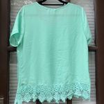 Wishful park  Juniors Medium Mint Green Lace Scalloped Hem Blouse Photo 1