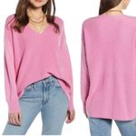 Something Navy Barbie Pink Wool Blend V Neck Slouchy Sweater Women’s Size XS Photo 11