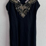Gunne Sax Vintage Black Dress w/CrissCross Back Gold Beads Photo 0