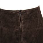 Vintage 1990s Chocolate Brown 100% Leather Sueded Skirt with Side Stitch Size 8 Photo 9