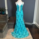 Women’s Blue Mermaid Fit Prom Party Dress Sparkly Sequins Leg Slit Size 2 NEW Photo 3