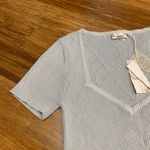 Hem & Thread  Knit‎ Top Short Sleeve Sweetheart Neck Ribbed Blouse Womens Size M Photo 1