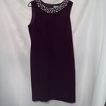 Calvin Klein Deep Purple Dress Embellished FAUX PEARL Neckline WOMENS SIZE 14 Photo 4