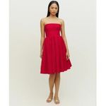 Reformation Buttercup Dress Size 10 Red Fit and Flare Strapless Midi Formal Photo 1