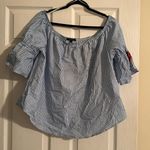 Ambiance 2X off Shoulder striped Top with embroidered flowers. Never worn Blue Photo 1