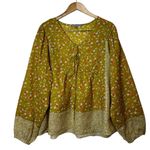 Daniel Rainn  Puff Sleeve Blouse Mustard Yellow Floral Boho Casual Size XXL Photo 1