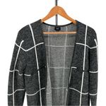 Fate Grey White Windowpane Open Car Coat size Large Faux Leather Fuzzy Pockets Gray Photo 2