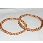 Source Unknown Island Vacation Time Handwoven Ratton Hoop 5 3/4" Set Of 2 Unique Bracelets Photo 1