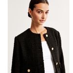 Abercrombie & Fitch Black Tweed Collarless Button Front Jacket Size Small Photo 1