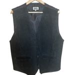 Leather Suede Black Vest Medium Snap Front Bikercore Moto Motorcycle Streetwear Photo 1