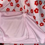 SheIn Light Pink with Red Flowers Mini Skirt Zipper Size Small Photo 8