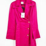 AJE Echo Mini Shirt Dress in Hot Pink Satin NEW Size 2 Photo 0