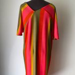 ZARA sz M Short sleeve V neck midi stripe shift dress Photo 4