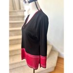 Misook Exclusively Black & Raspberry Red Striped Knit Blouse Photo 1