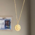 Handmade fully gold tone stainless steel antique vintage chic style coin necklace Photo 5