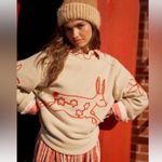 Free People We The Free Graphic Crewneck Sweater Embroidered Bunny XS Photo 0