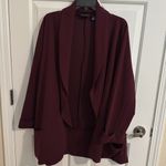 Nina Leonard  Women's Oversized Tunic Blazer Cuffs Pockets Burgundy Plus Size 1X Photo 0