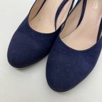 Aquatalia  Quilted Suede leather Navy Pumps closed toe block heel women’s size 11 Photo 2