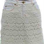 Cache Ivory Lace Hand Crochet Percale Peek A Boo Stretch Skirt New $128 NWT Photo 1