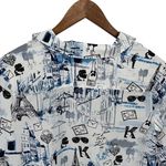 Karl Lagerfeld  PARIS Printed Long‎ Roll-Tab Sleeve Collared Button Up Top Small Photo 5
