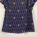 Kenzo x H&M Women's Abstract Print 100% Silk Ruffle Cap Sleeve Blouse Size 2 Photo 5