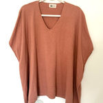 Look By M Apricot V Neck Merino Blend Short Sleeve Knit Poncho Cozy Layering O/S Orange Size undefined Photo 0